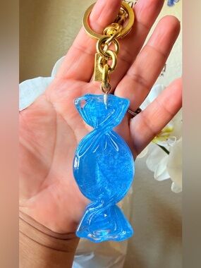 Blue Shimmer Candy Resin Keychain